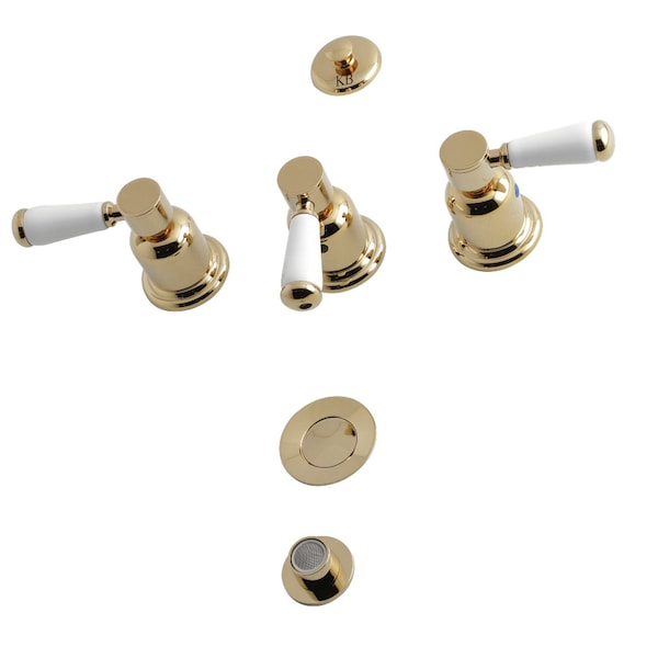 Paris KB6322DPL 3-Handle Bidet Faucet, Polished Brass